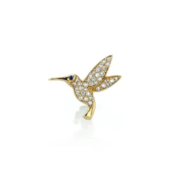 Gold & Diamond Large Hummingbird Stud