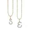Gold & Diamond Large Initial Charm Necklace