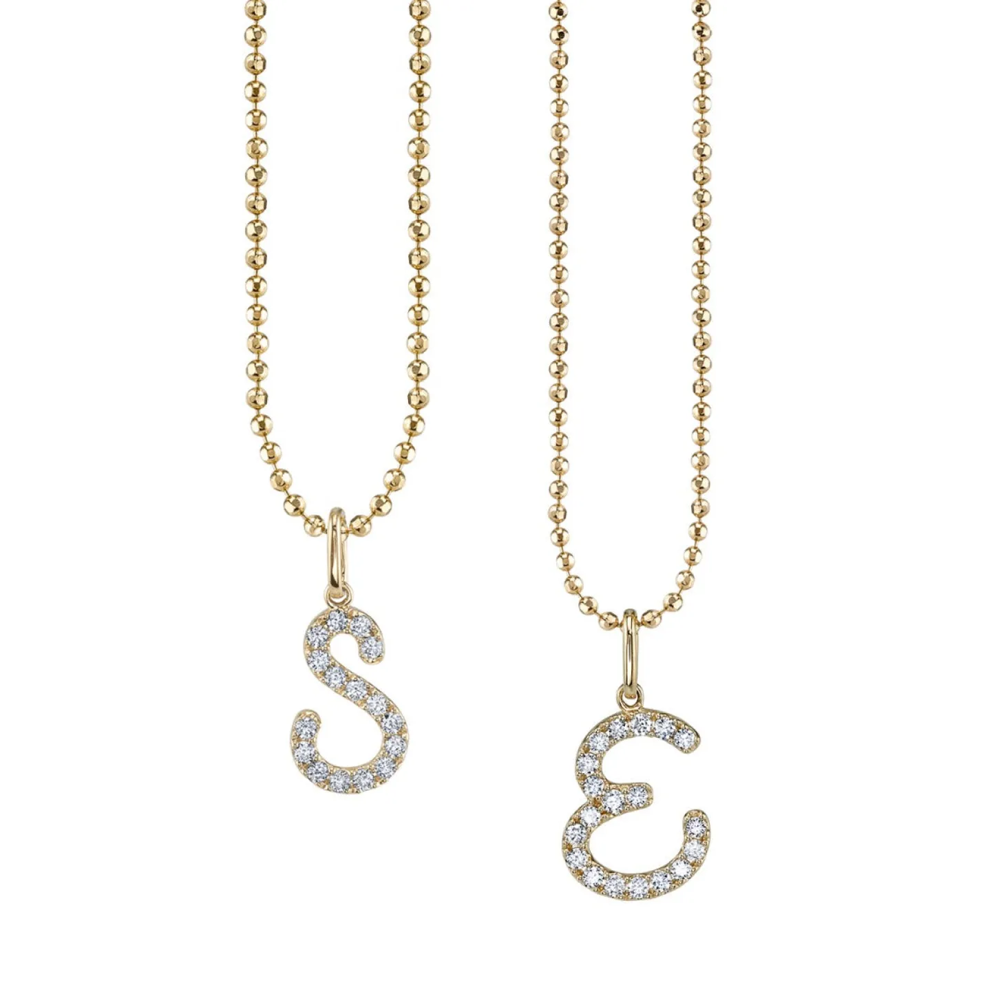 Gold & Diamond Large Initial Charm Necklace