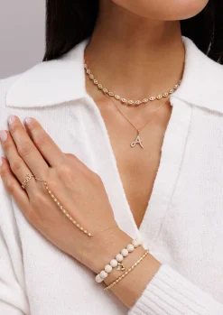 Gold & Diamond Large Initial Charm Necklace