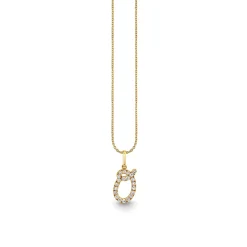 Gold & Diamond Large Initial Charm Necklace