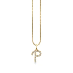 Gold & Diamond Large Initial Charm Necklace