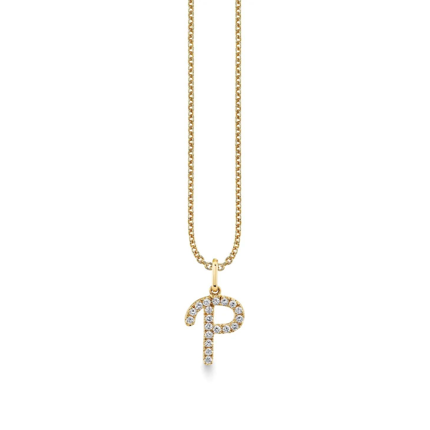 Gold & Diamond Large Initial Charm Necklace