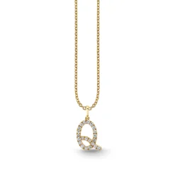 Gold & Diamond Large Initial Charm Necklace
