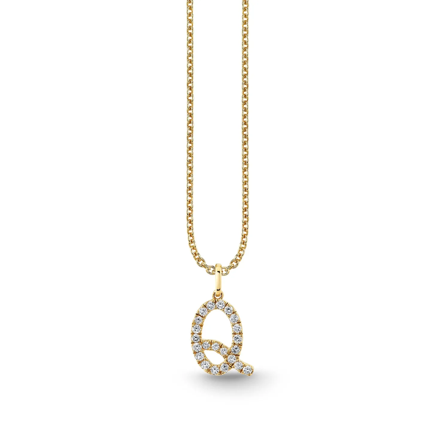 Gold & Diamond Large Initial Charm Necklace
