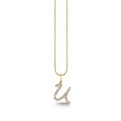 Gold & Diamond Large Initial Charm Necklace