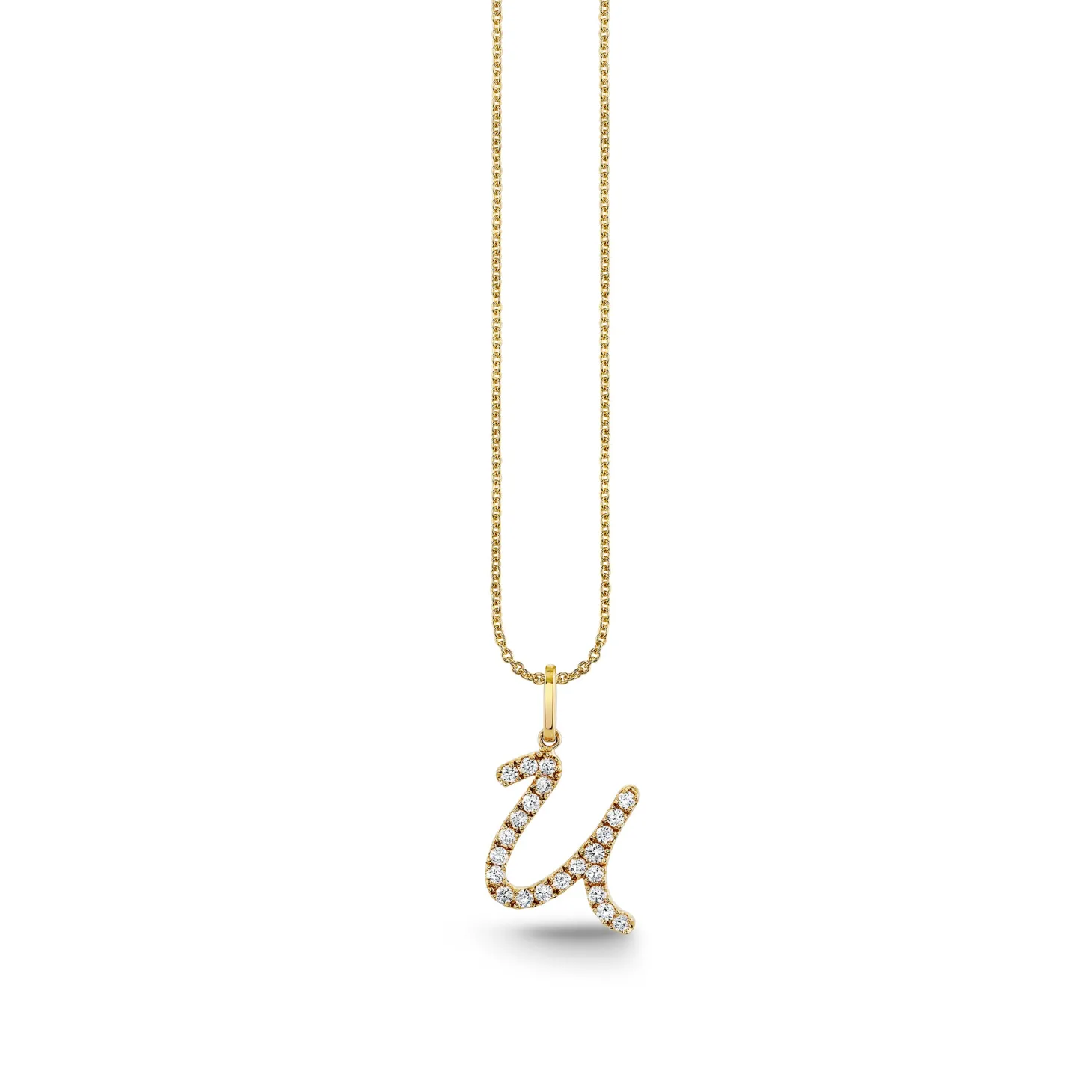 Gold & Diamond Large Initial Charm Necklace