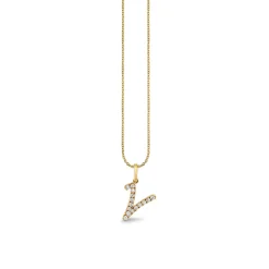 Gold & Diamond Large Initial Charm Necklace