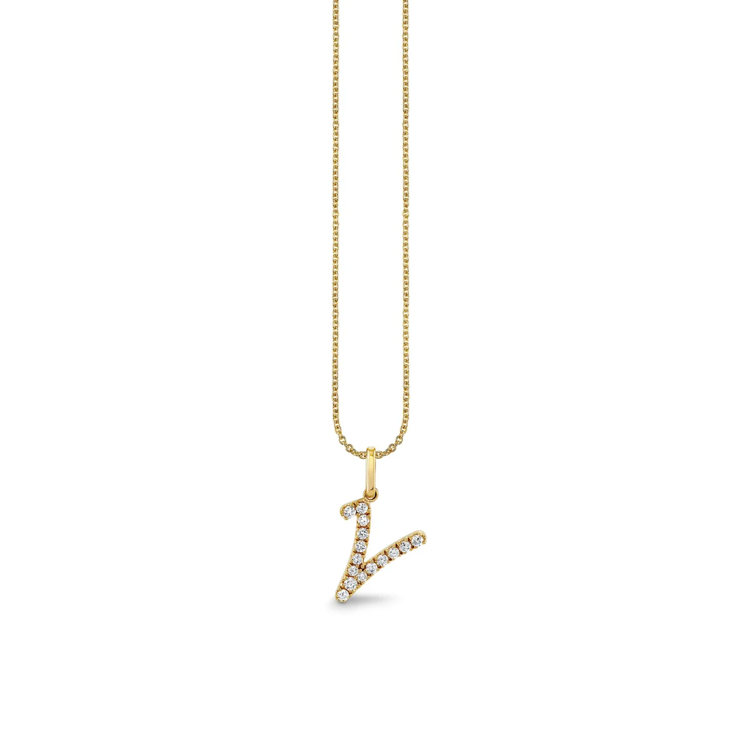 Gold & Diamond Large Initial Charm Necklace