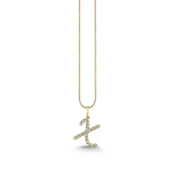 Gold & Diamond Large Initial Charm Necklace