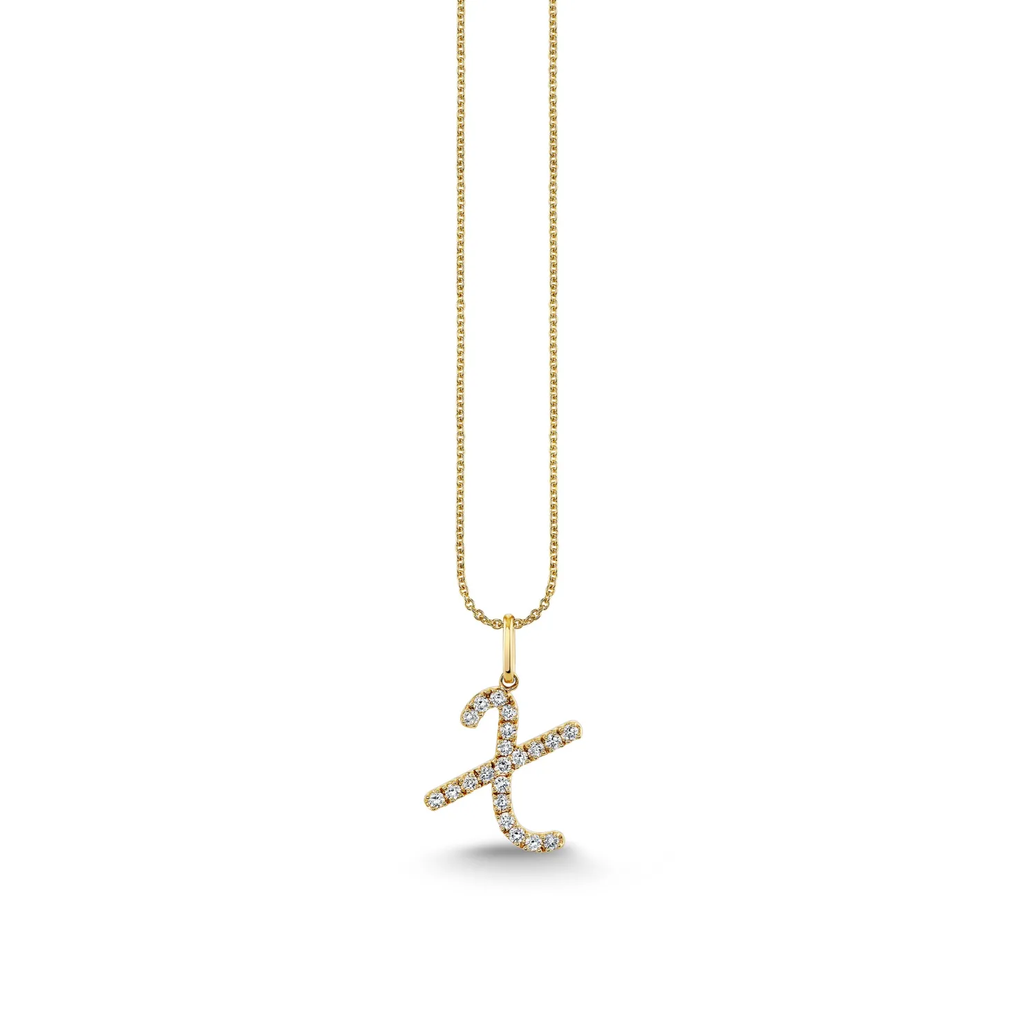 Gold & Diamond Large Initial Charm Necklace