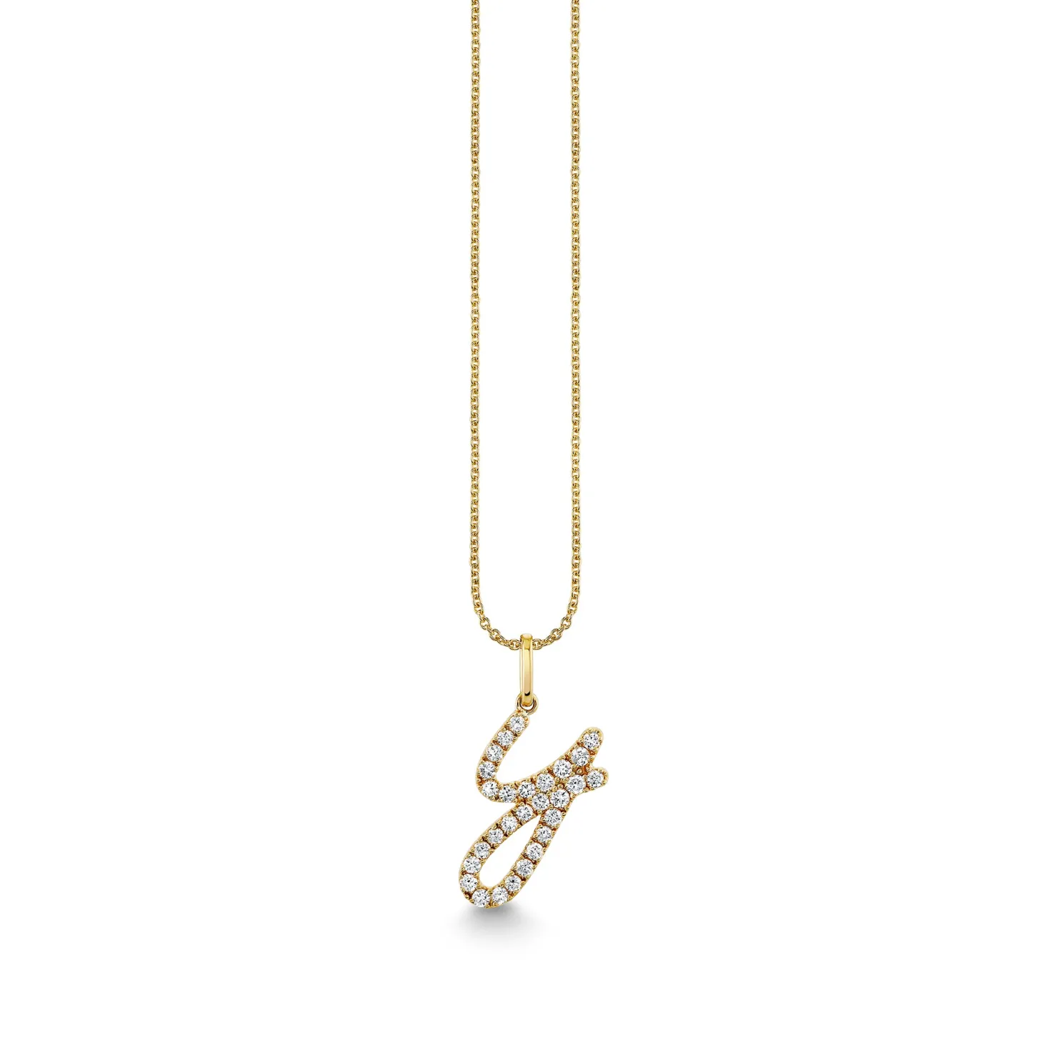 Gold & Diamond Large Initial Charm Necklace