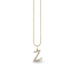 Gold & Diamond Large Initial Charm Necklace