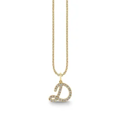 Gold & Diamond Large Initial Charm Necklace