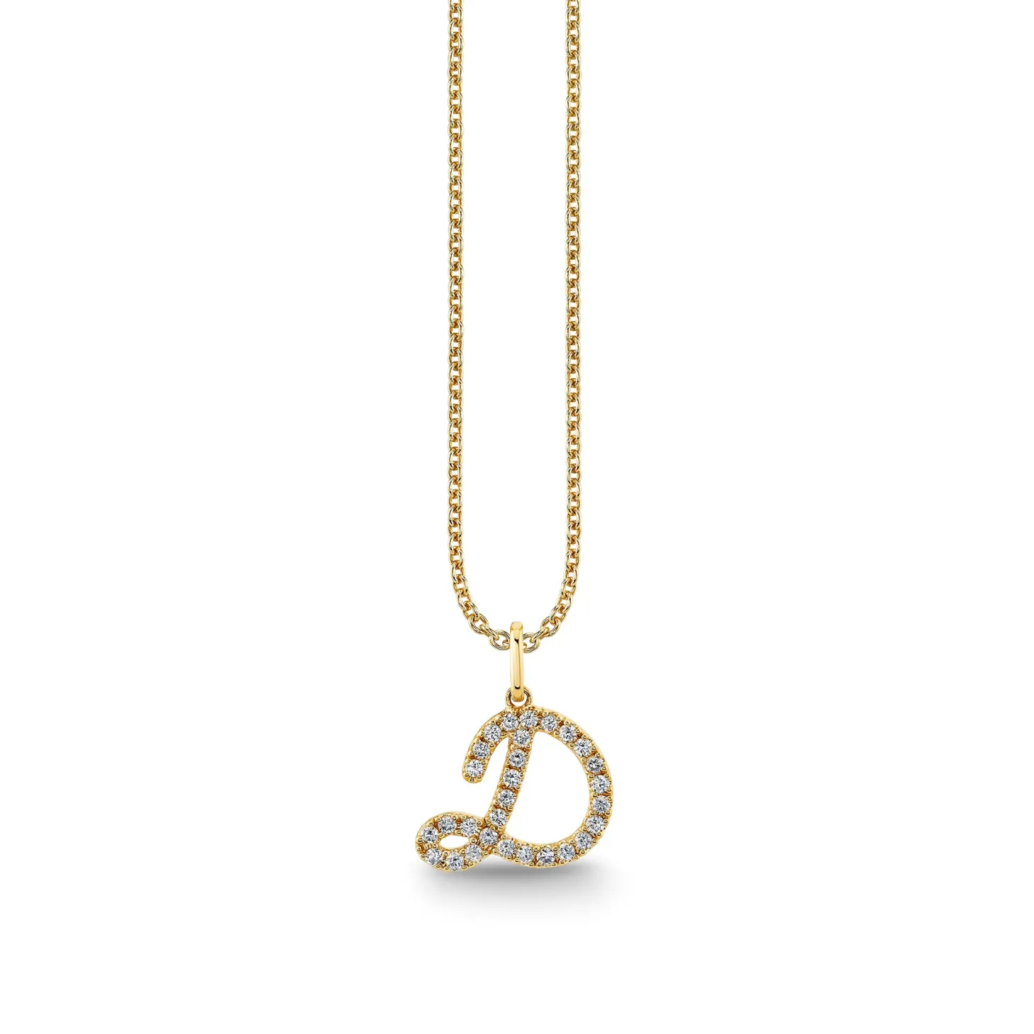 Gold & Diamond Large Initial Charm Necklace