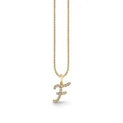 Gold & Diamond Large Initial Charm Necklace