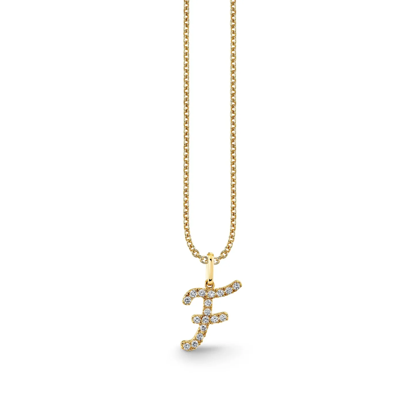 Gold & Diamond Large Initial Charm Necklace