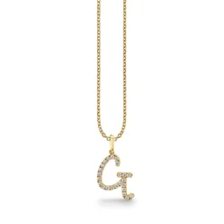 Gold & Diamond Large Initial Charm Necklace