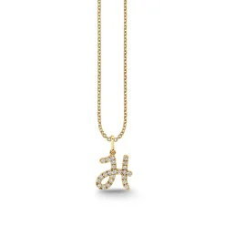 Gold & Diamond Large Initial Charm Necklace