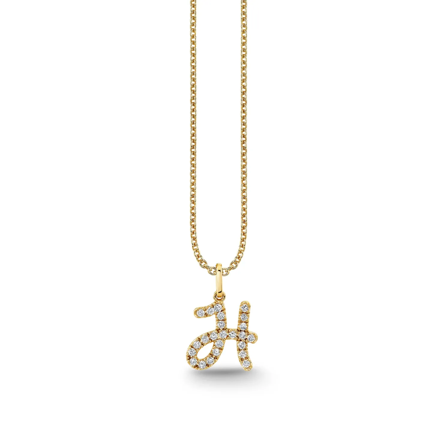 Gold & Diamond Large Initial Charm Necklace