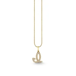Gold & Diamond Large Initial Charm Necklace