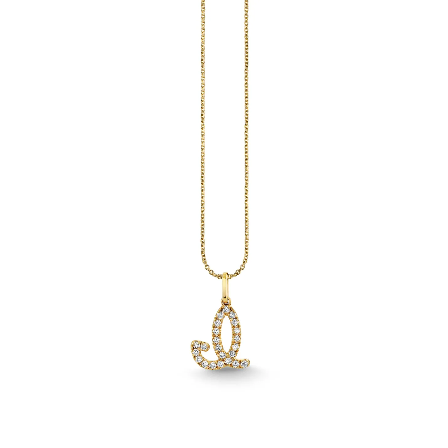 Gold & Diamond Large Initial Charm Necklace
