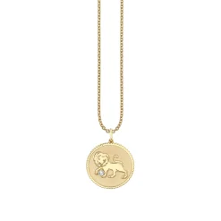 Gold & Diamond Large Leo Zodiac Medallion