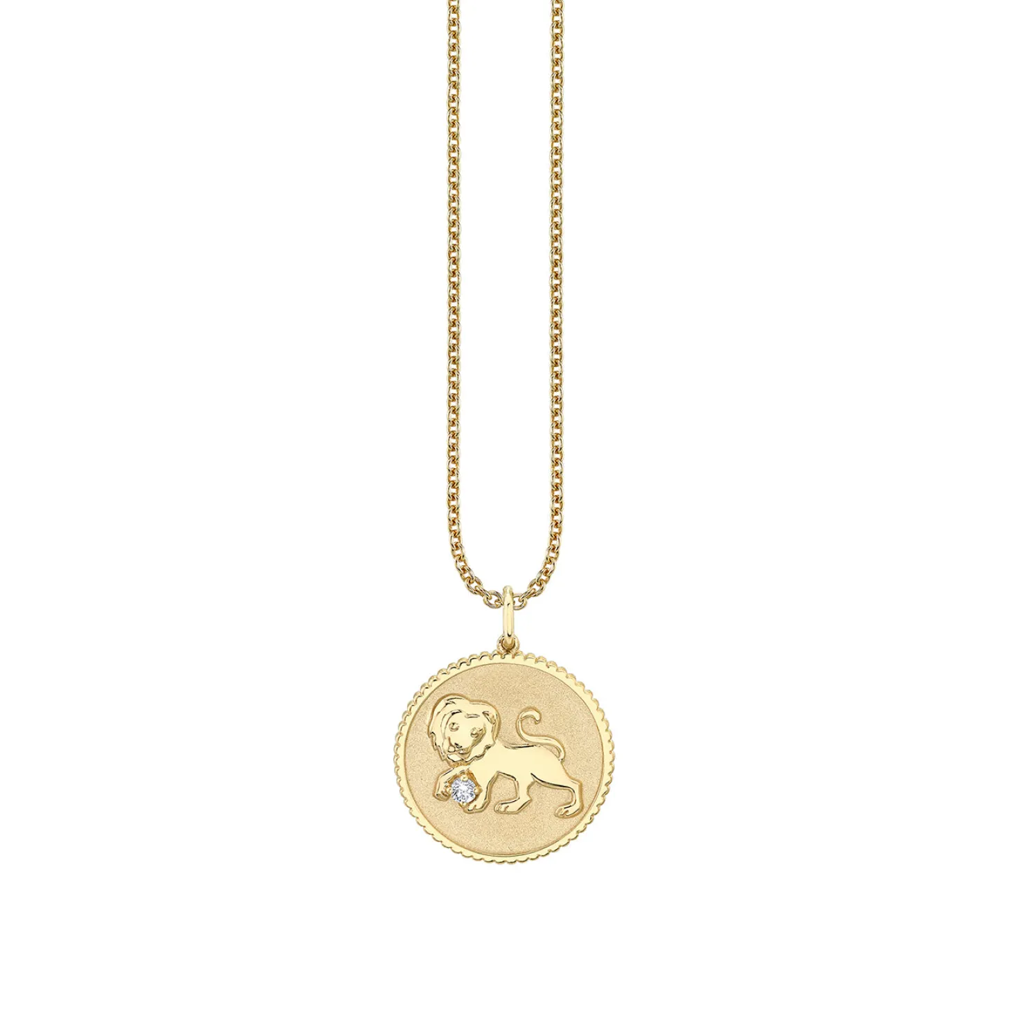 Gold & Diamond Large Leo Zodiac Medallion