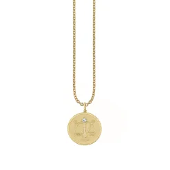 Gold & Diamond Large Libra Zodiac Medallion