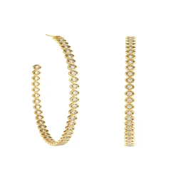 Gold & Diamond Large Marquise Eye Hoops