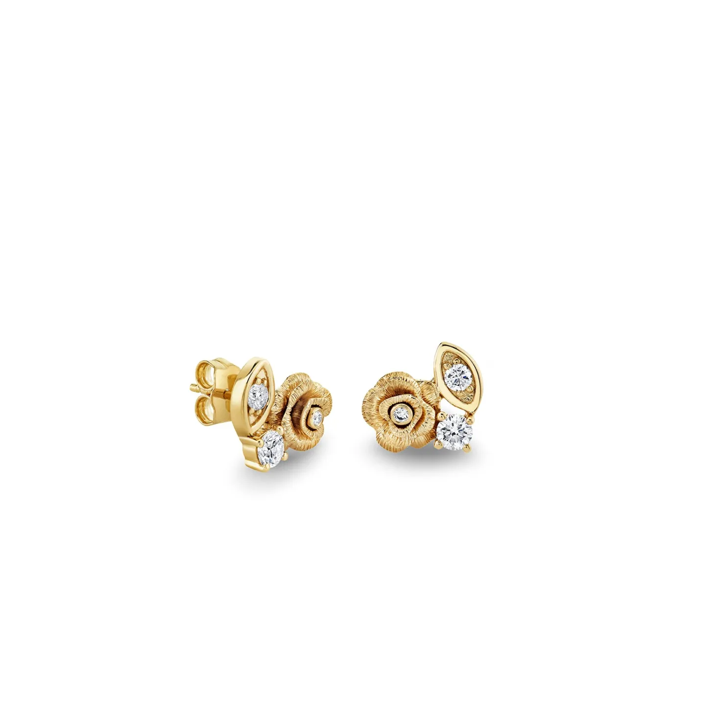 Gold & Diamond Large Marquise Eye Rose Stud