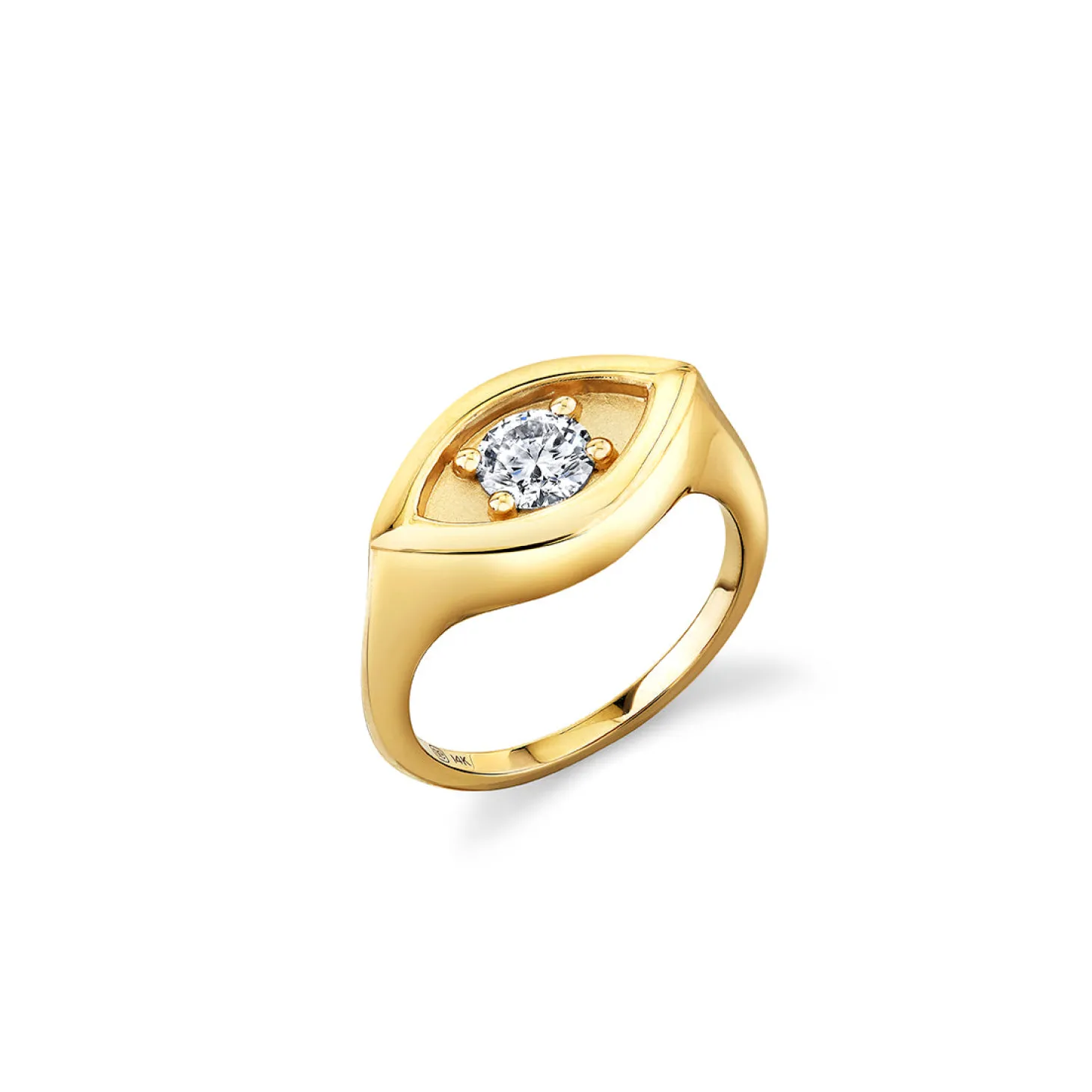 Gold & Diamond Large Marquise Eye Signet Ring