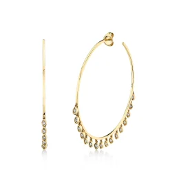 Gold & Diamond Large Marquise Eye Fringe Hoops