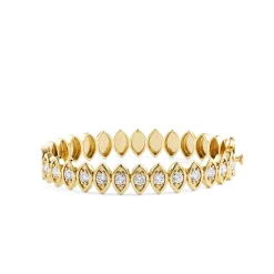 Gold & Diamond Large Marquise Eye Hinge Bangle