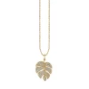 Gold & Diamond Large Monstera Leaf Charm