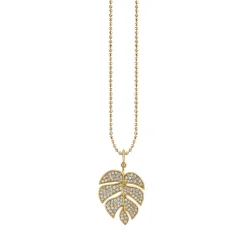 Gold & Diamond Large Monstera Leaf Charm