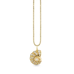 Gold & Diamond Large Nautilus Shell Charm