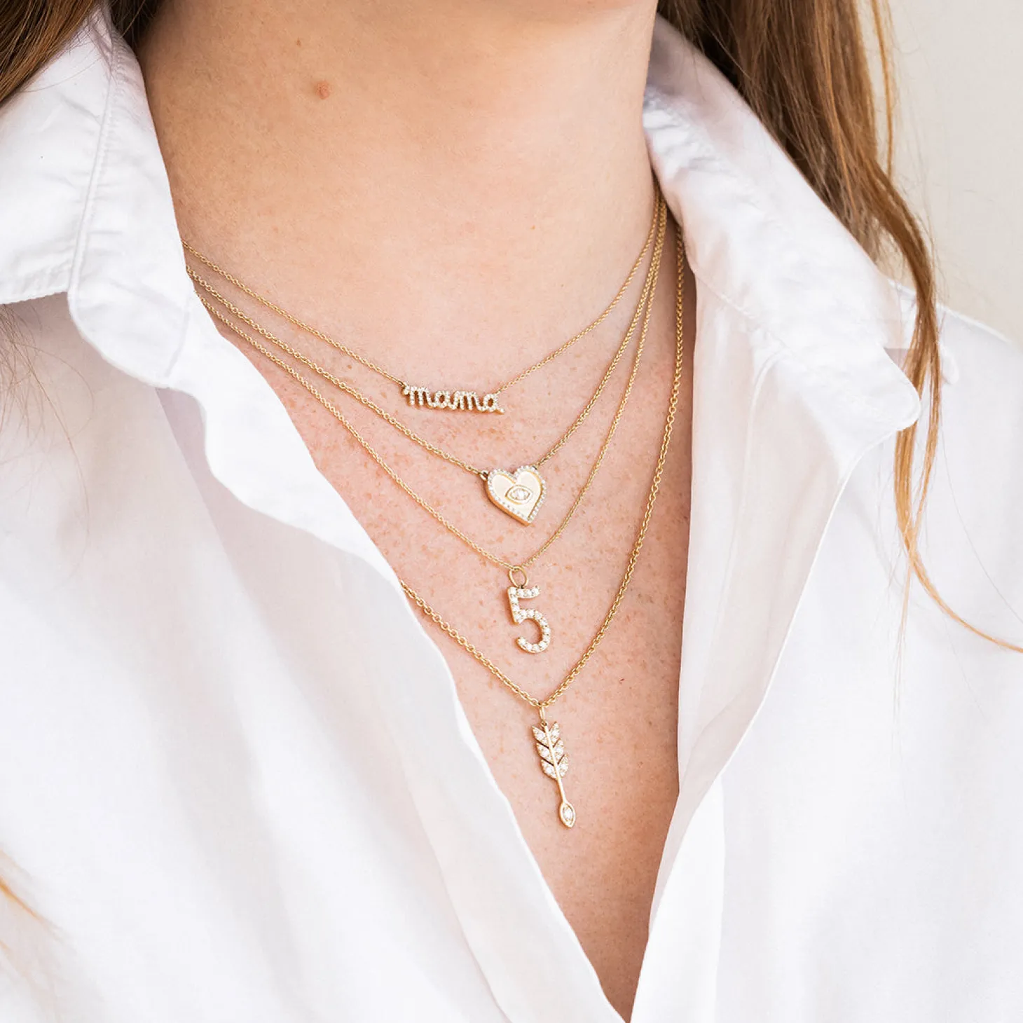 Gold & Diamond Large Number Charm