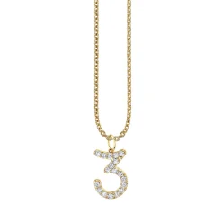 Gold & Diamond Large Number Charm