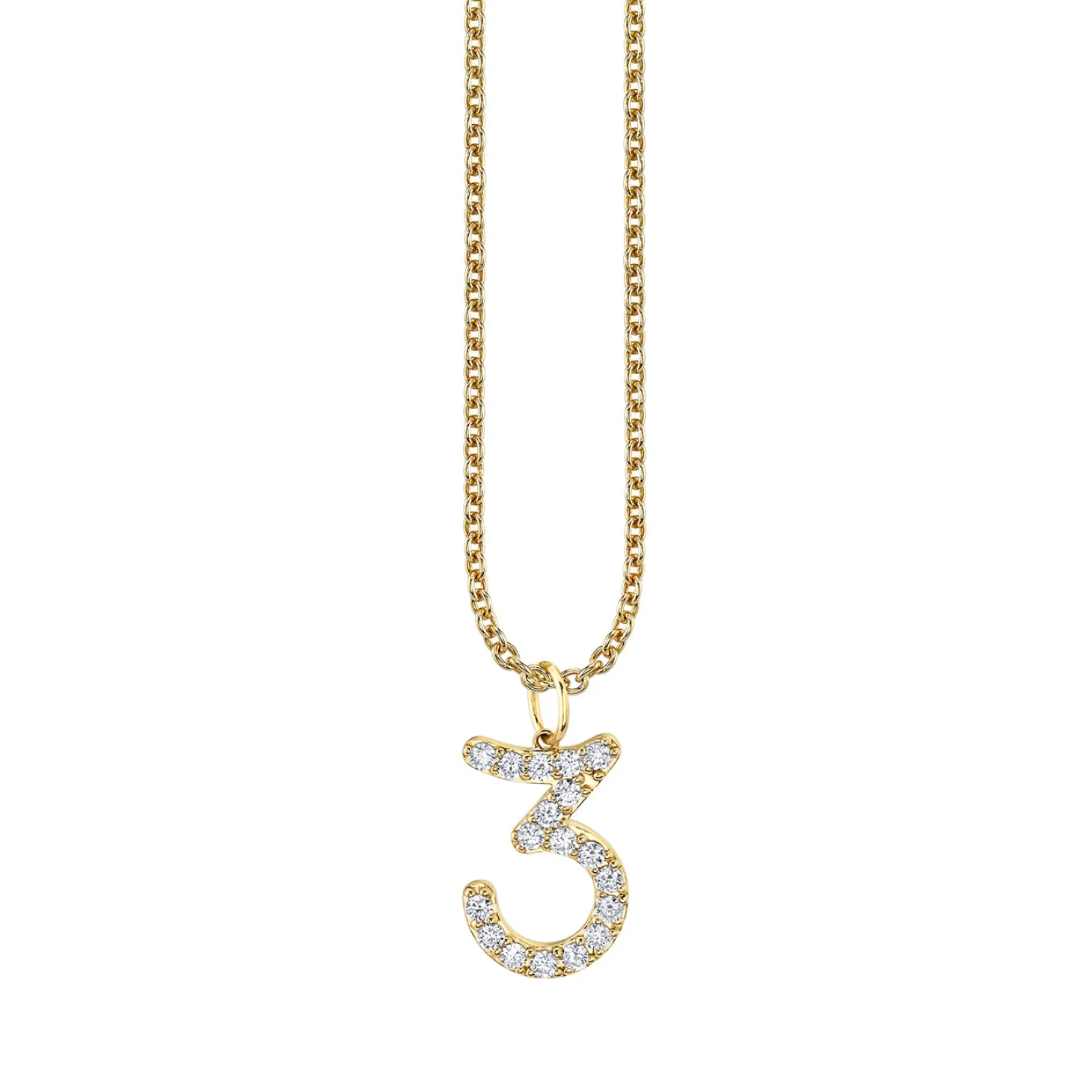 Gold & Diamond Large Number Charm