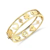 Gold & Diamond Large Open Icon Hinge Bangle