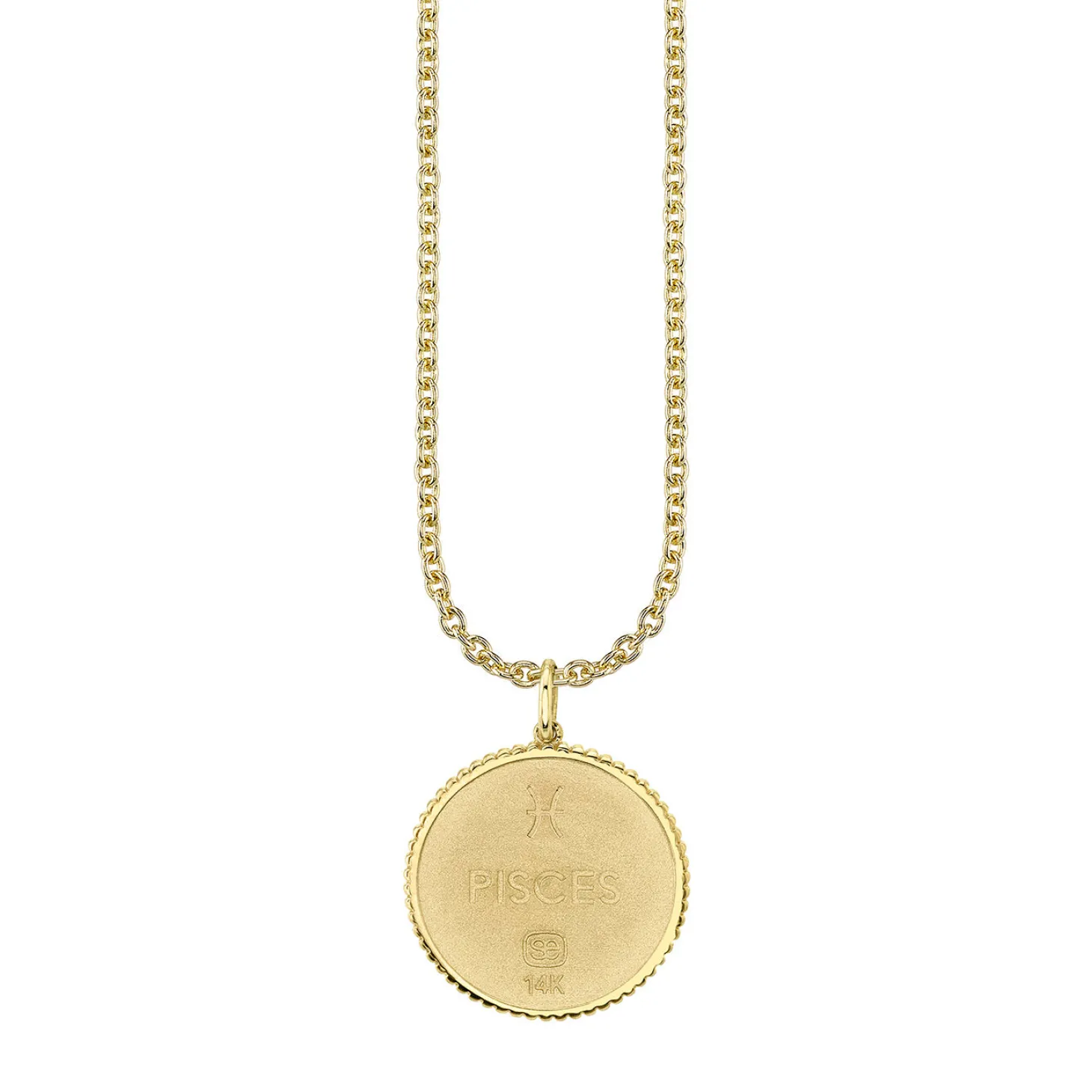 Gold & Diamond Large Pisces Zodiac Medallion