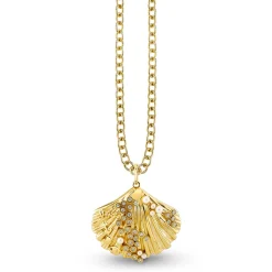 Gold & Diamond Large Scallop Shell Icons Charm