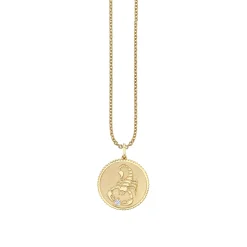 Gold & Diamond Large Scorpio Zodiac Medallion