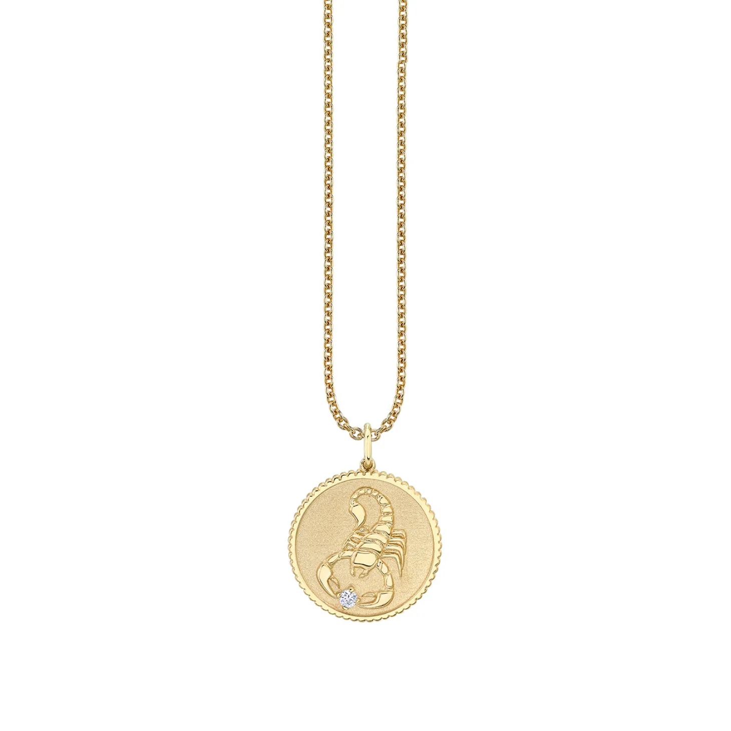 Gold & Diamond Large Scorpio Zodiac Medallion