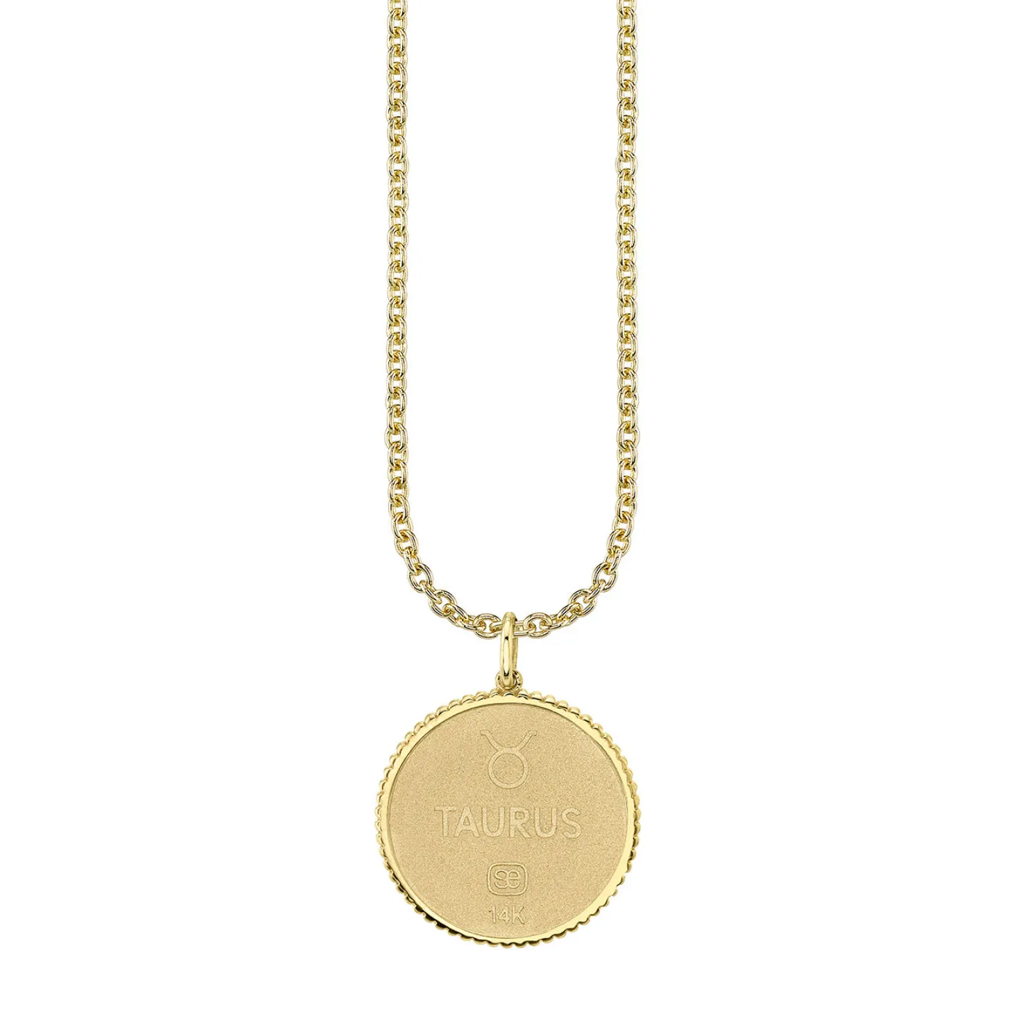 Gold & Diamond Large Taurus Zodiac Medallion