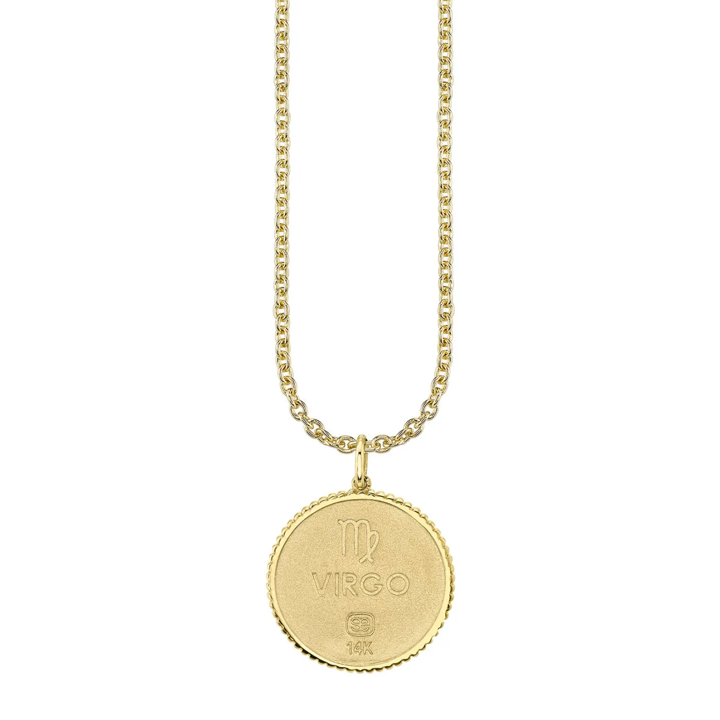 Gold & Diamond Large Virgo Zodiac Medallion