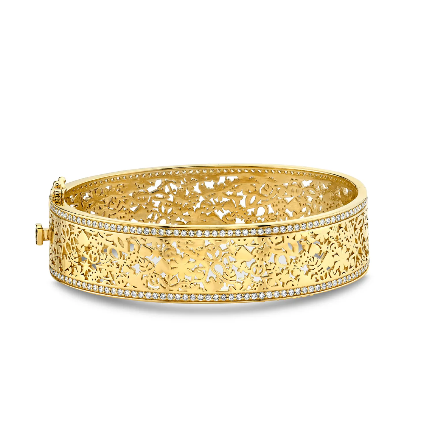 Gold & Diamond Large Wallpaper Hinge Bangle