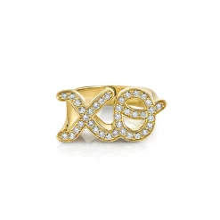 Gold & Diamond Large XO Signet Ring