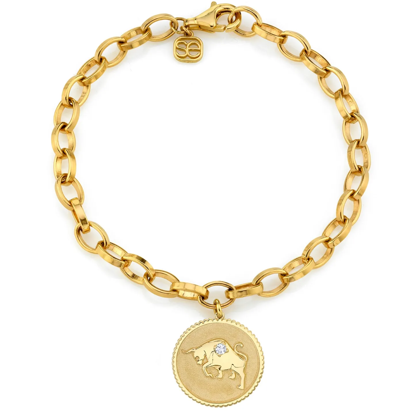 Gold & Diamond Large Zodiac Medallion Bracelet
